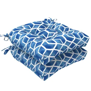 LVTXIII Outdoor U-Shape Tufted Seat Cushions 19”x19”x5”Blue Cube （Set of 2）