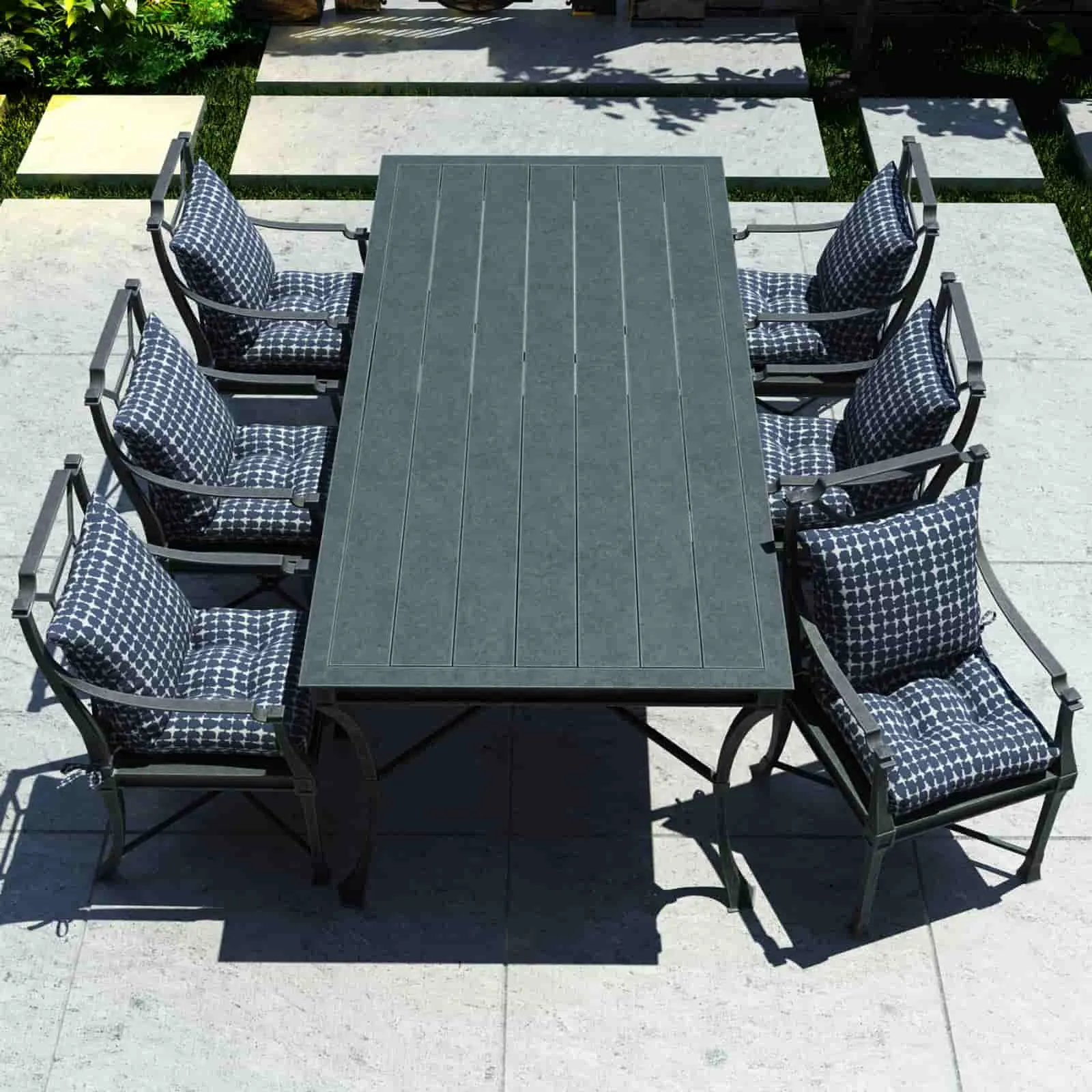 LVTXIII Outdoor U-Shape Tufted Seat Cushions 19”x19”x5" Tie-dye Navy （Set of 2）