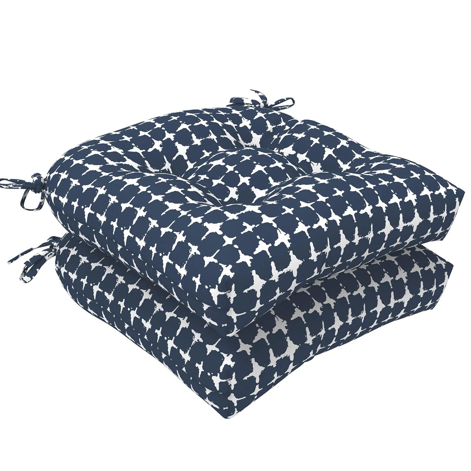 LVTXIII Outdoor U-Shape Tufted Seat Cushions 19”x19”x5" Tie-dye Navy （Set of 2）