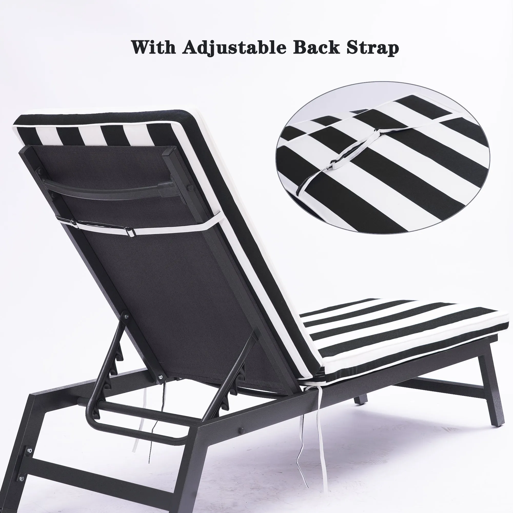 Lyons Outdoor Lounge Chair Cushion Replacement (Set of 2) - Black White