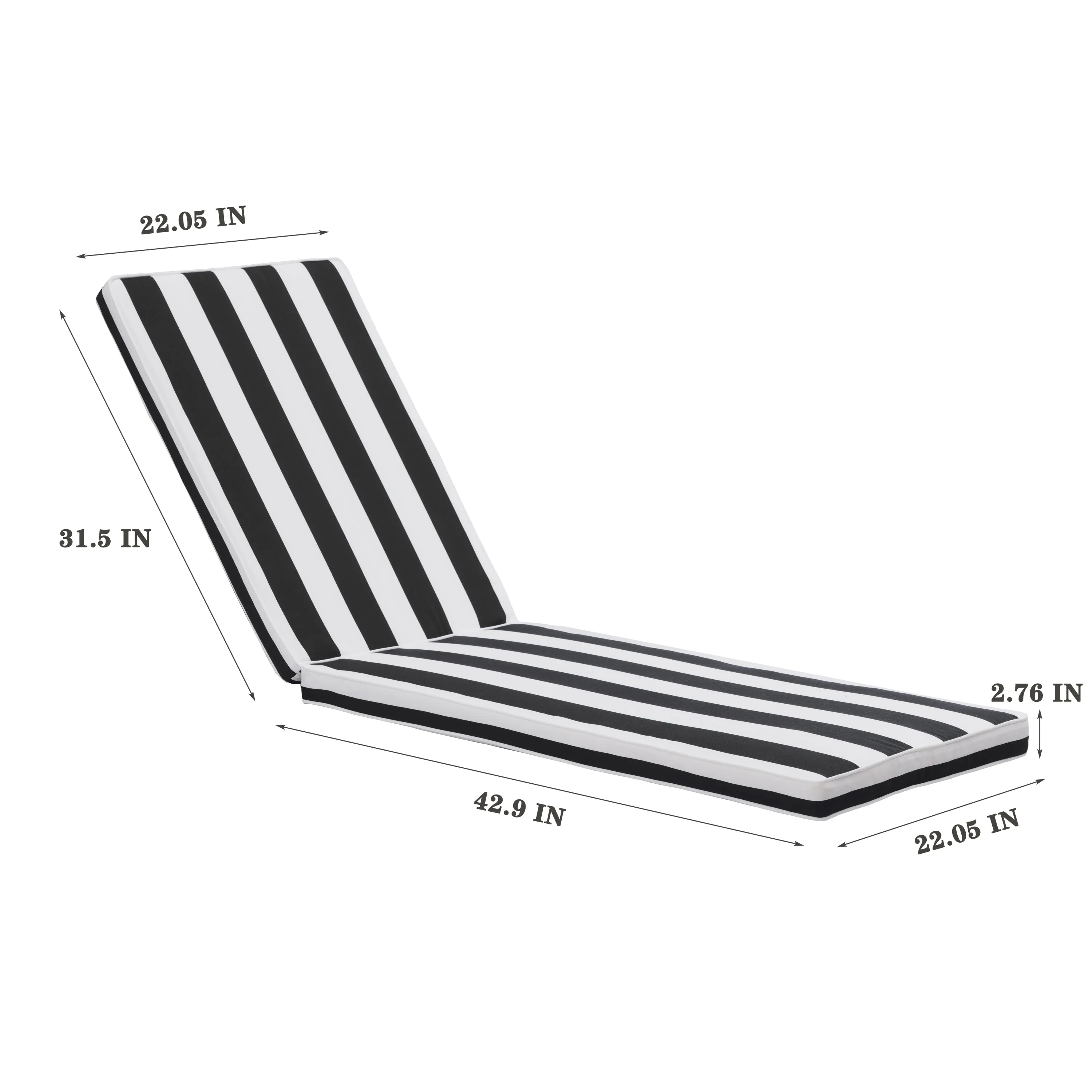 Lyons Outdoor Lounge Chair Cushion Replacement (Set of 2) - Black White