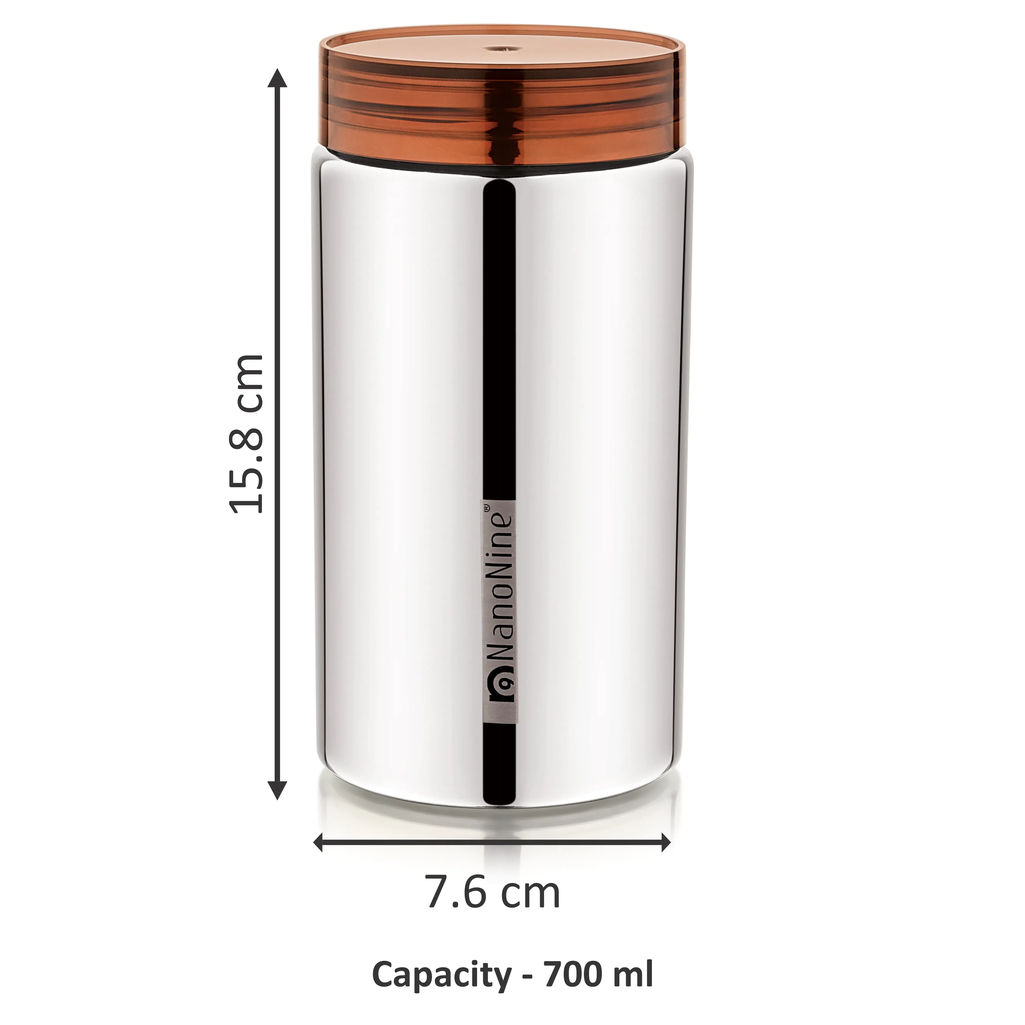 NanoNine Canistore 700ml Single Wall Stainless Steel Single Storage Container Capacity