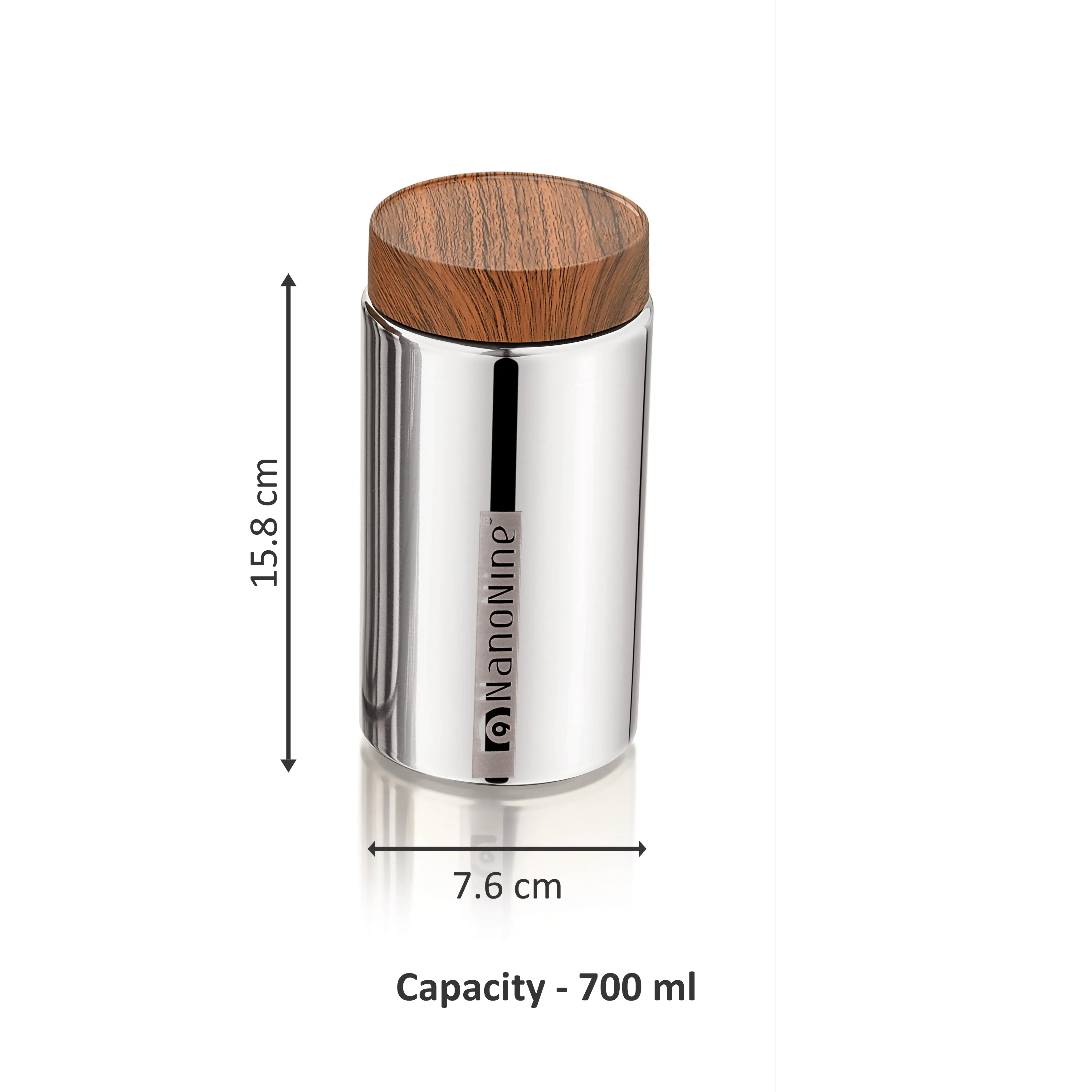 NanoNine Royale Canistore 700ml X 2 Gift Set Single Wall Stainless Steel Single Storage Container Capacity (Set of 2pc)