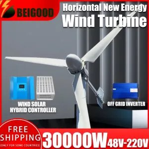 New Energy 30000W 48V-220V Small Windmill 3 Blades Horizontal Wind Turbine Generator Free MPPT Controller for Homeuse for You