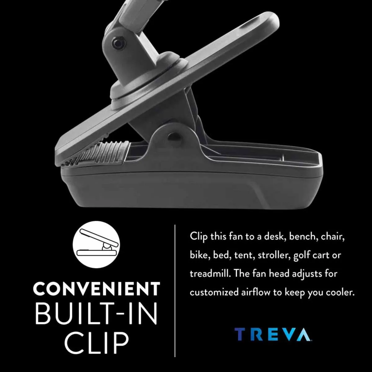 O2 Cool Treva 5 Inch Battery Operated Camping Clip Fan - Gray with Khaki Grill