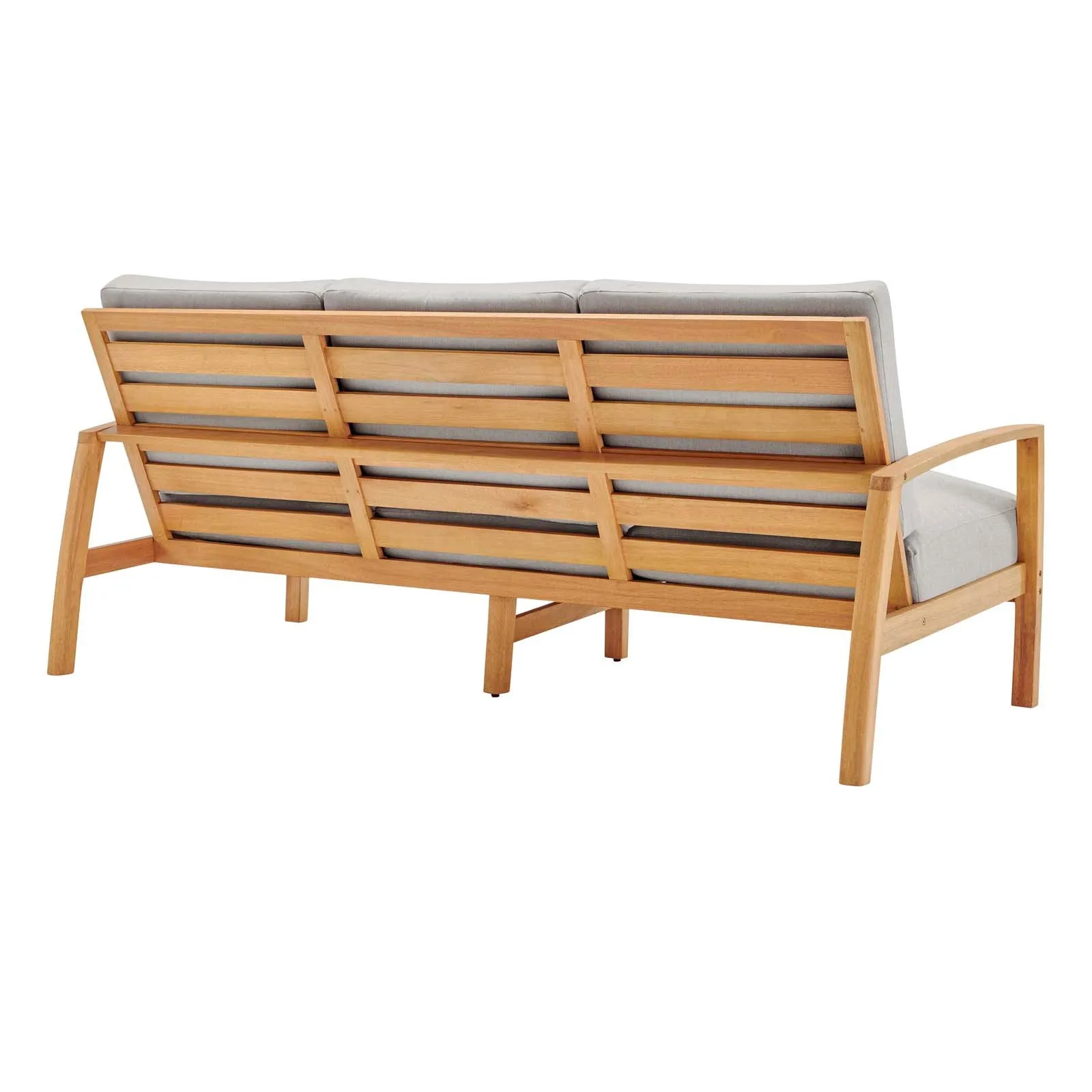Orlean  3 Piece Outdoor Patio Eucalyptus Wood Set in Natural Light Gray
