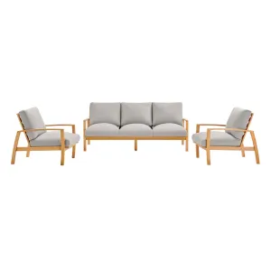 Orlean  3 Piece Outdoor Patio Eucalyptus Wood Set in Natural Light Gray