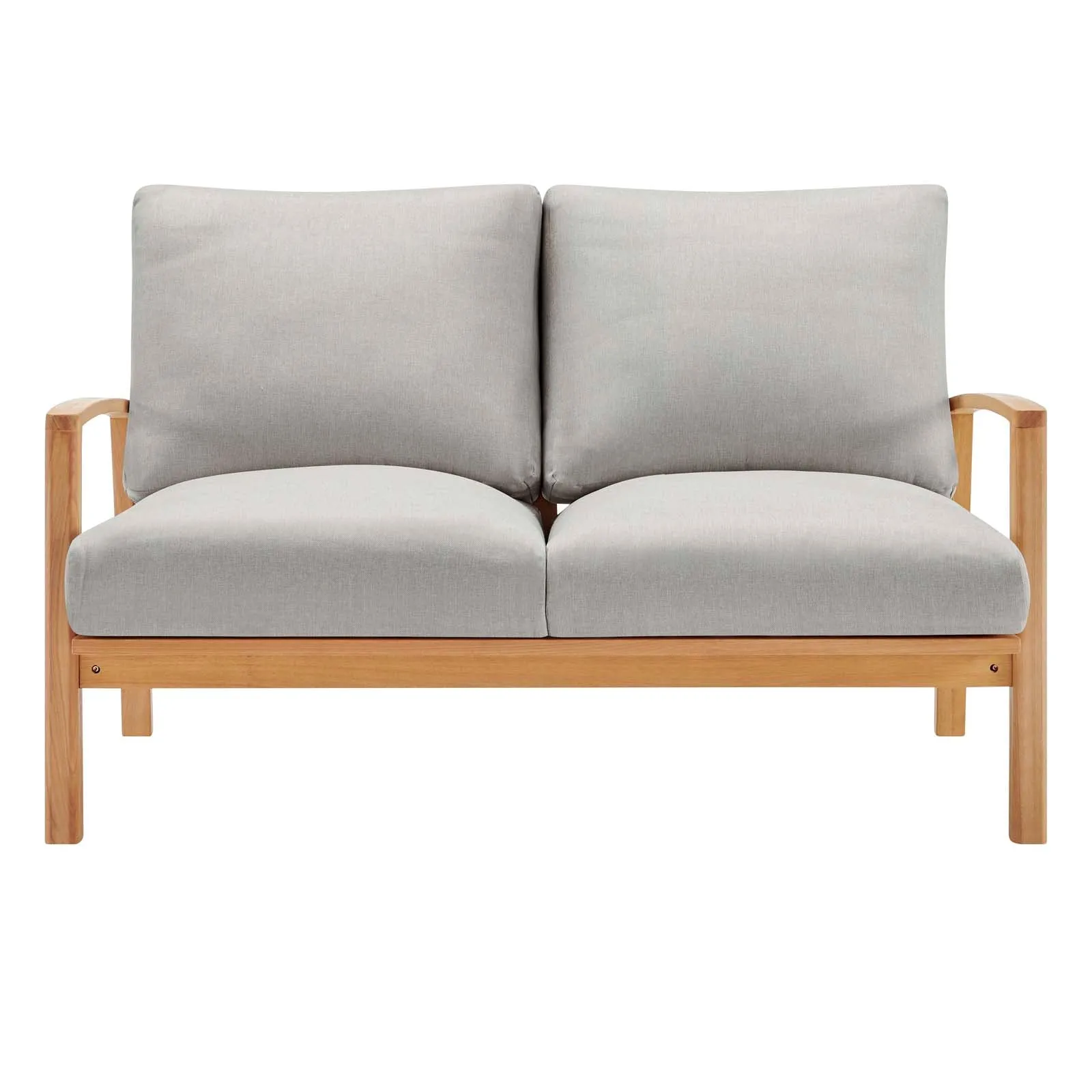 Orlean Outdoor Patio Eucalyptus Wood Loveseat Natural Light Gray