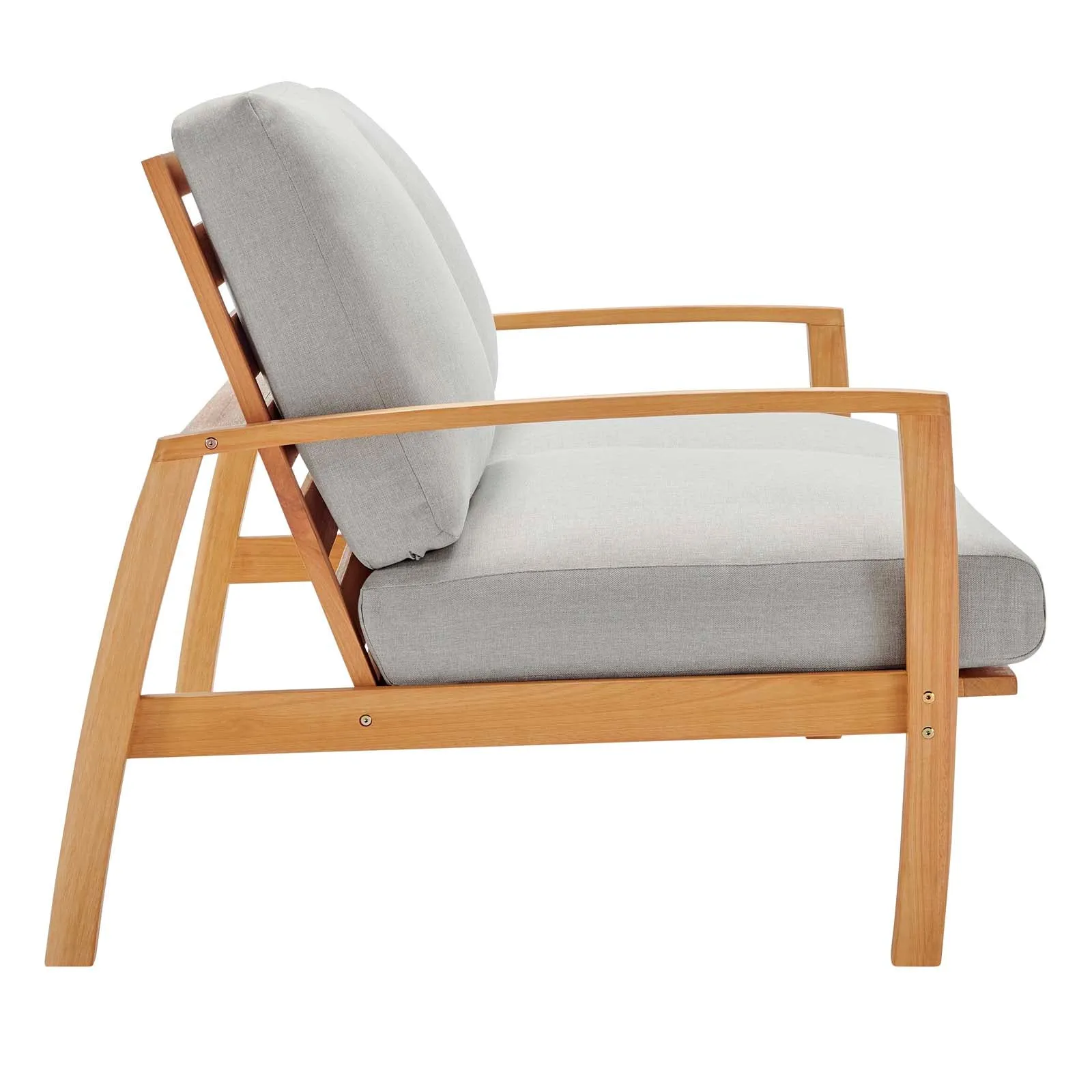 Orlean Outdoor Patio Eucalyptus Wood Loveseat Natural Light Gray