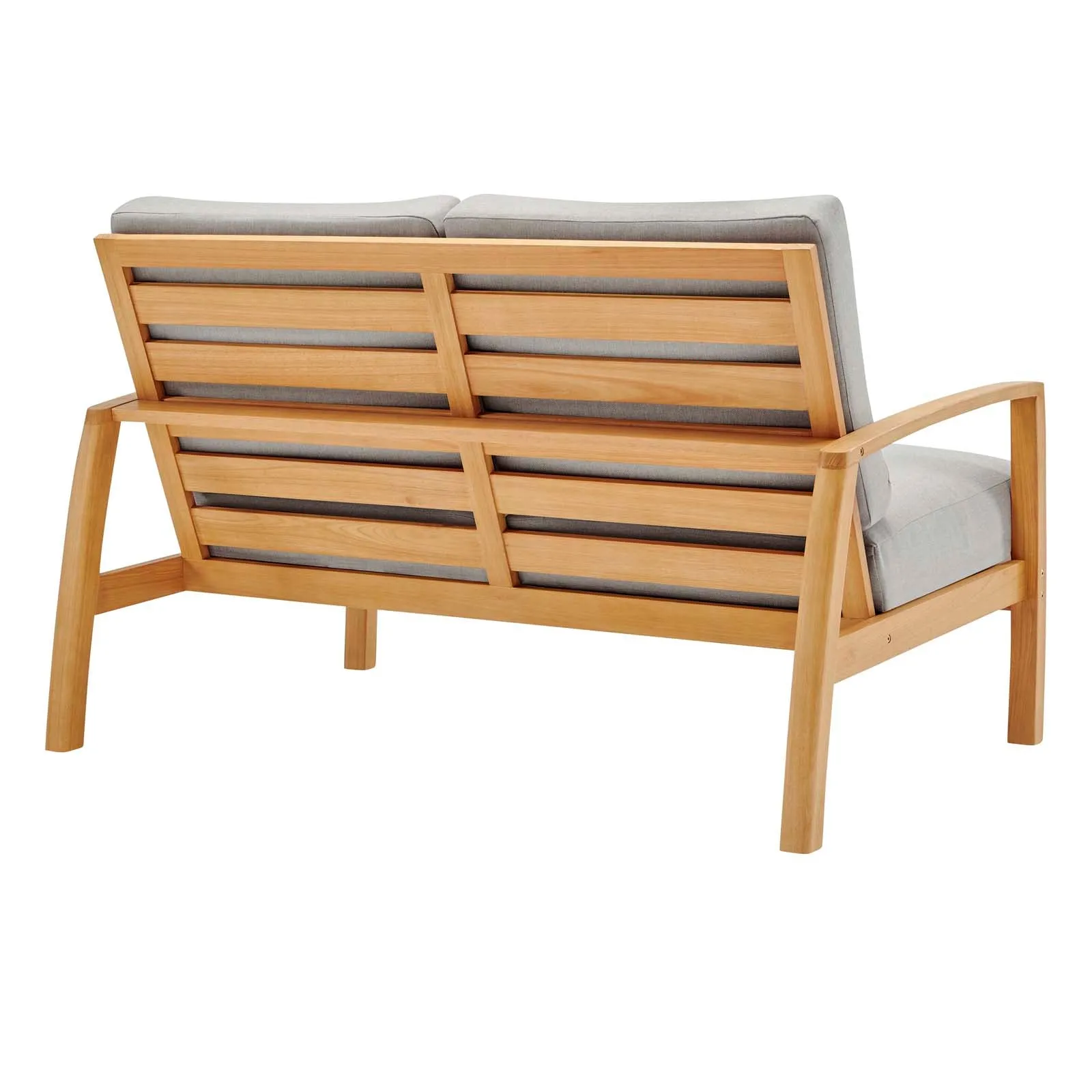Orlean Outdoor Patio Eucalyptus Wood Loveseat Natural Light Gray