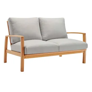 Orlean Outdoor Patio Eucalyptus Wood Loveseat Natural Light Gray