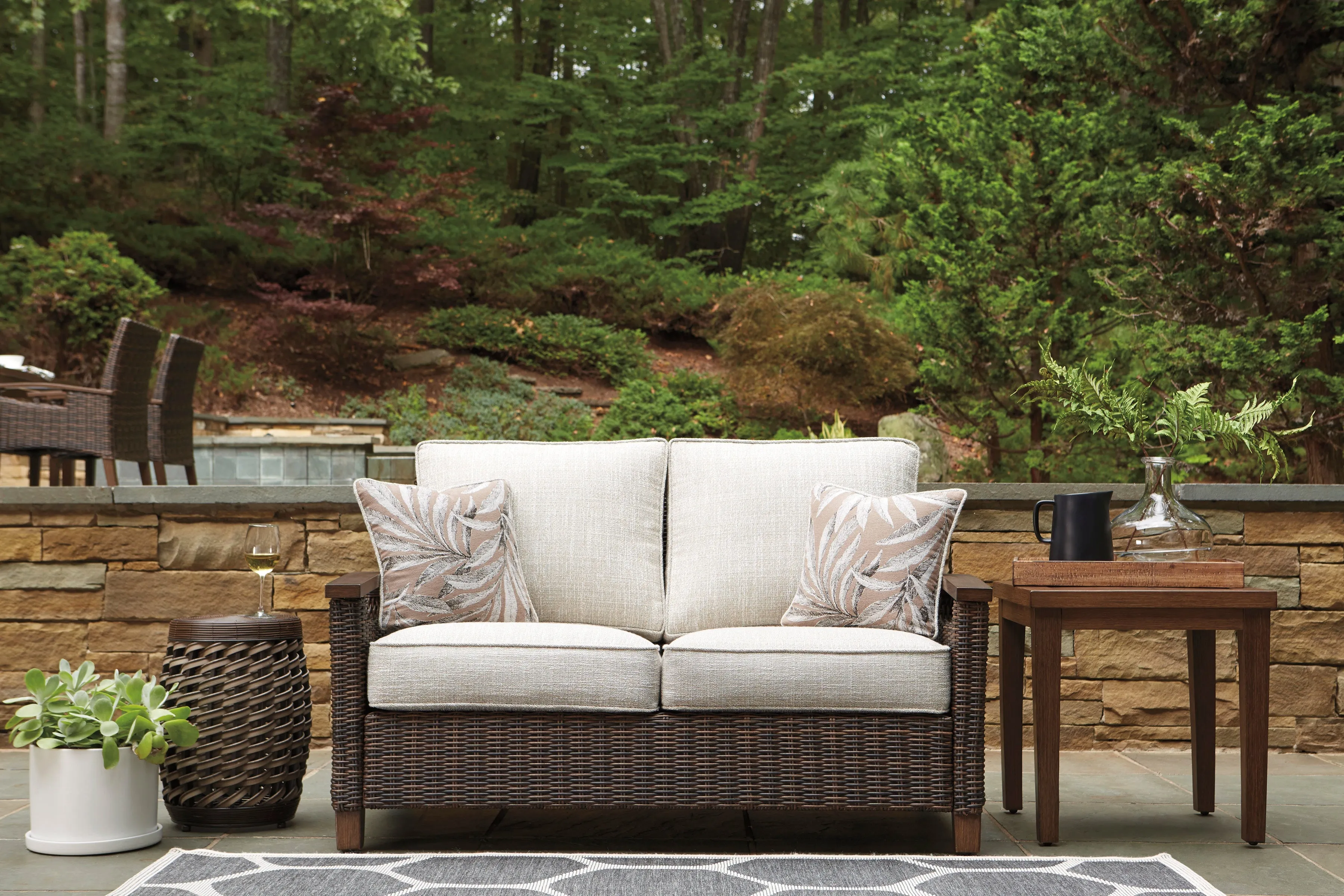Outer Banks Outdoor Loveseat - Medium Brown