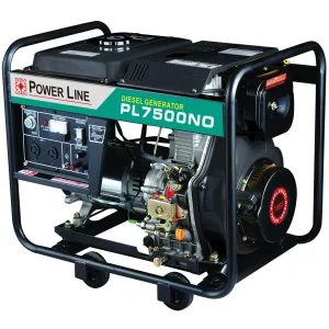 PL7000NO: Open Frame Diesel Generator,  36AH Batt.