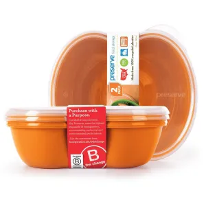 PRESERVE - Square Food Storage Container 25-Ounce Orange - 2 Pieces