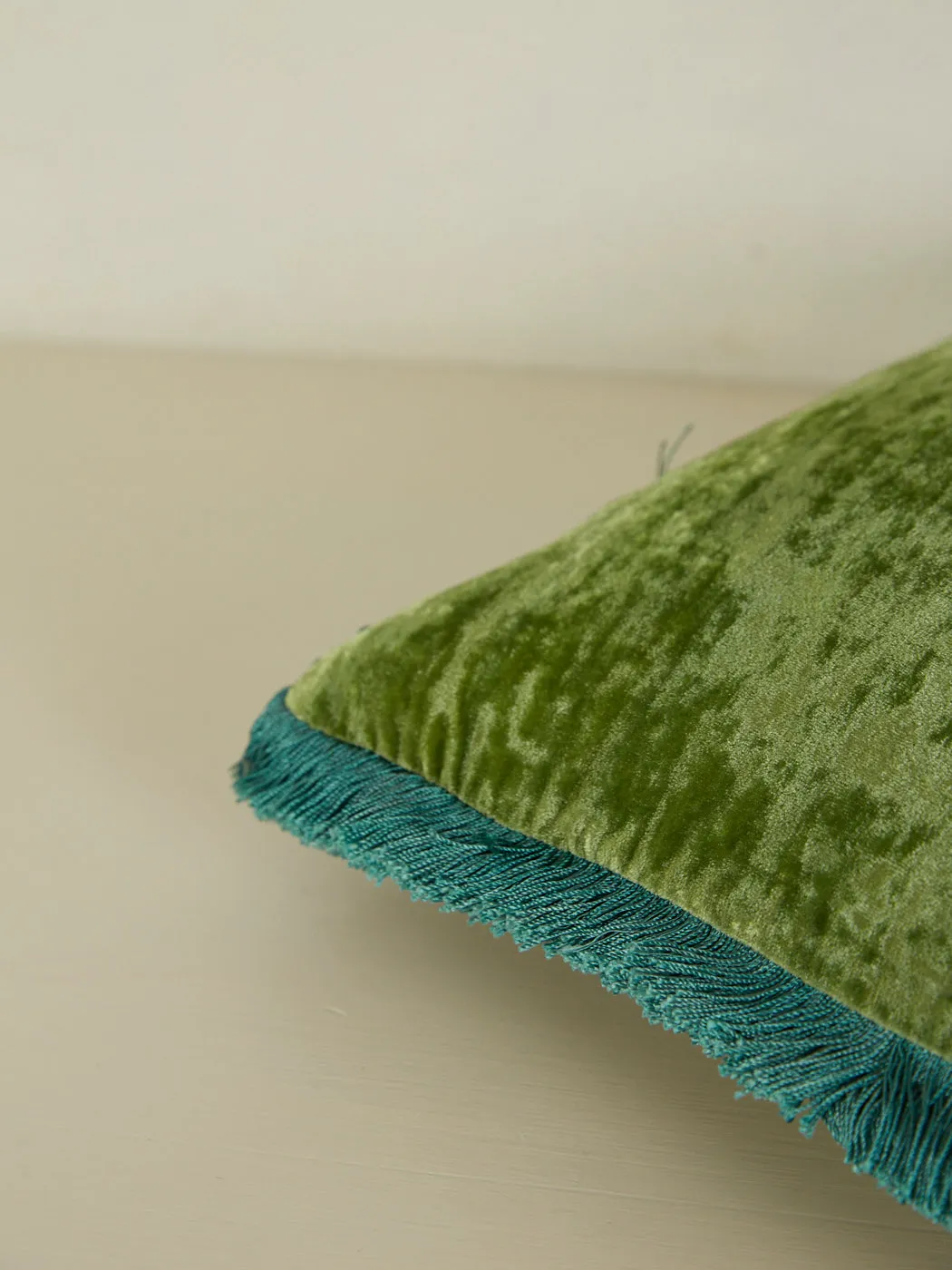Rectangular Cushion 30x40 - Emerald with Air Blue Fringe