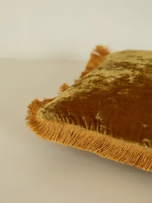 Rectangular Cushion 30x40 - Gold Bronze with Gold Fringe
