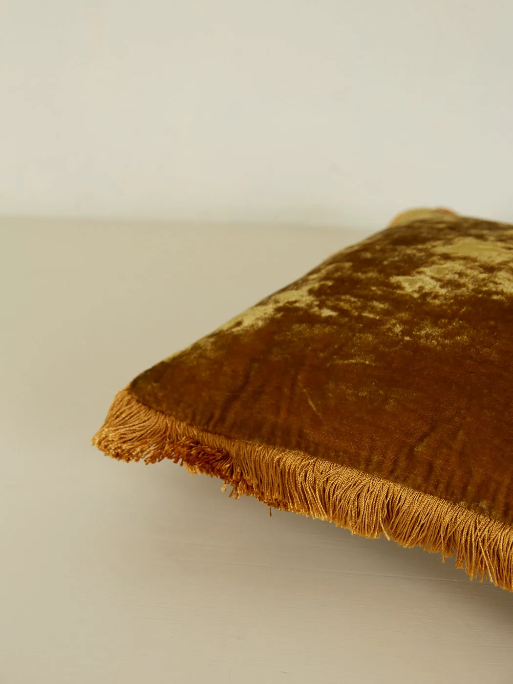 Rectangular Cushion 30x40 - Gold Bronze with Gold Fringe