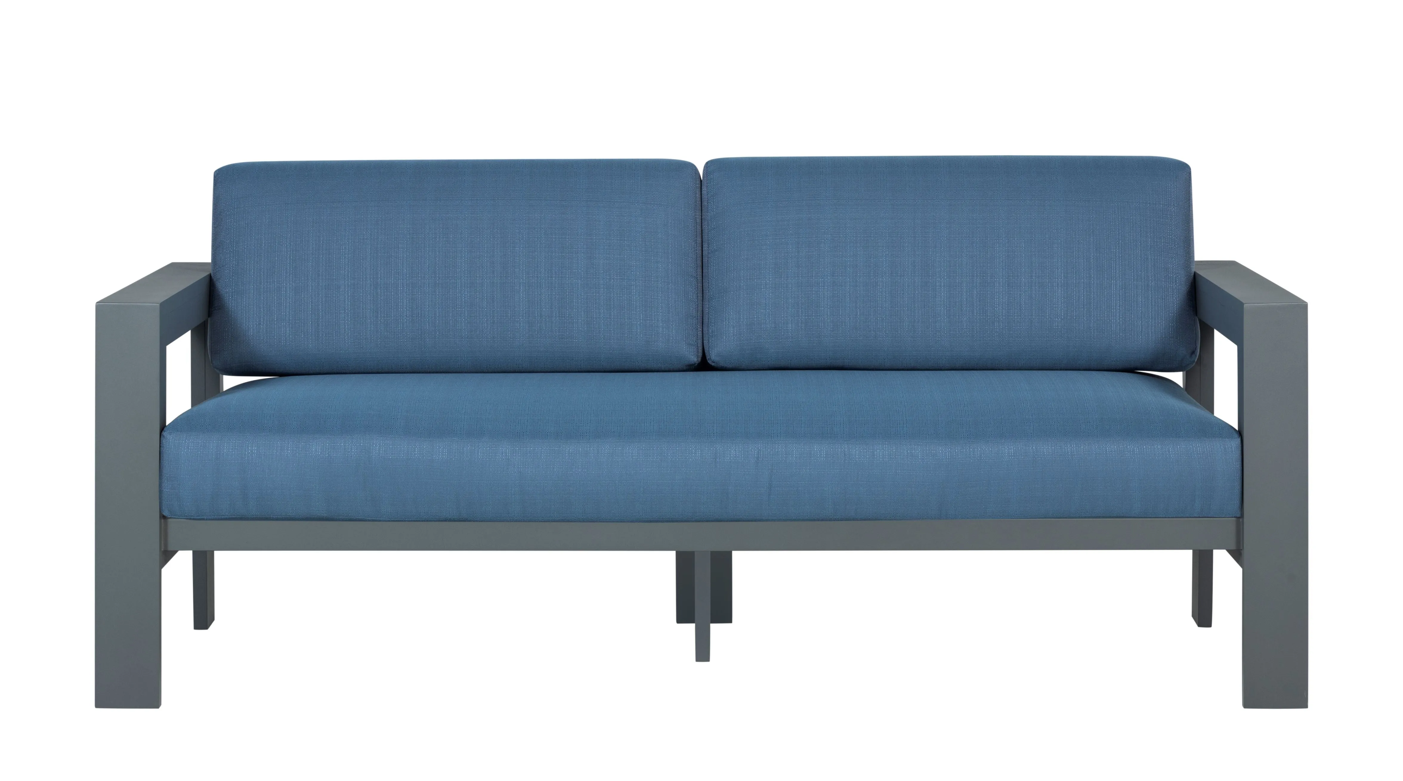 Sardinia Aluminum Frame Outdoor 74" Love seat / Sofa - Blue Cushions