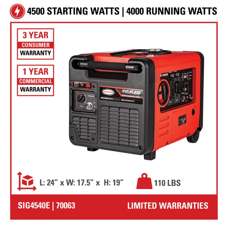 Simpson Portable 4000-Watt Inverter Generator - SIG4540E