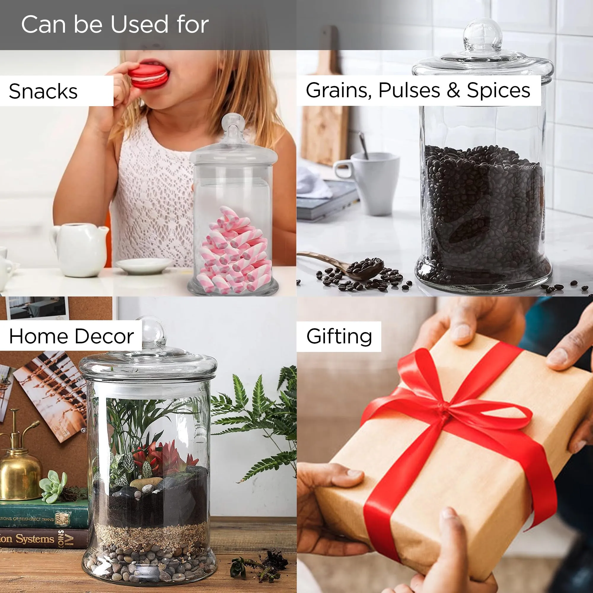 UMAI Glass Jar for Kitchen Storage | Glass Containers With Lid | Kitchen Storage Container with wide Mouth | Food Storage Container for Kitchen | Transparent | 5 Litre