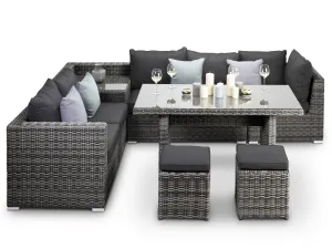 Verona Grey Rattan Corner Sofa With Dining Table