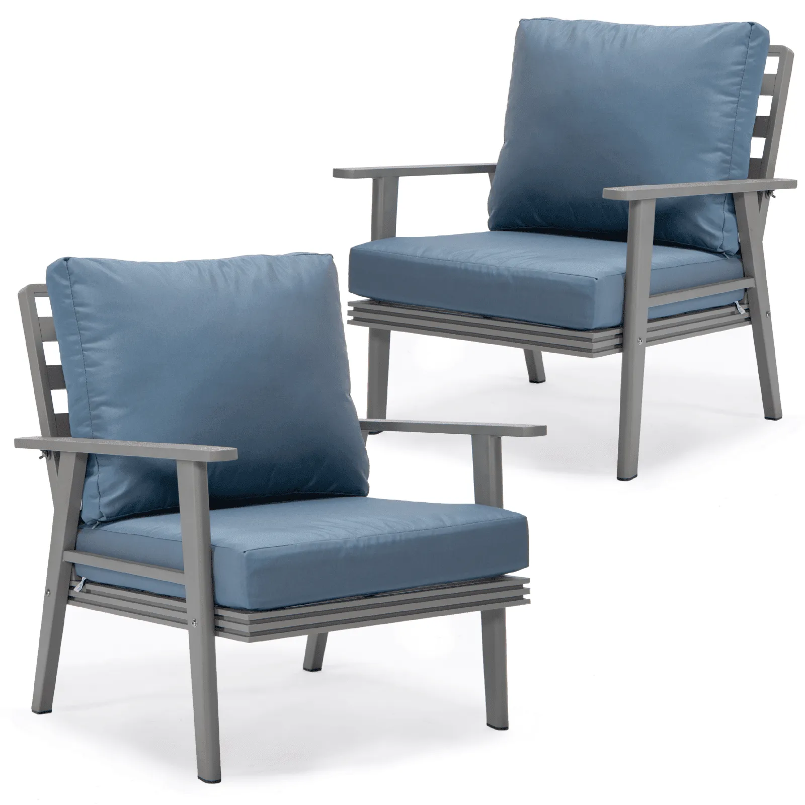 Walbrooke Modern Grey Patio Arm Chair, Set of 2