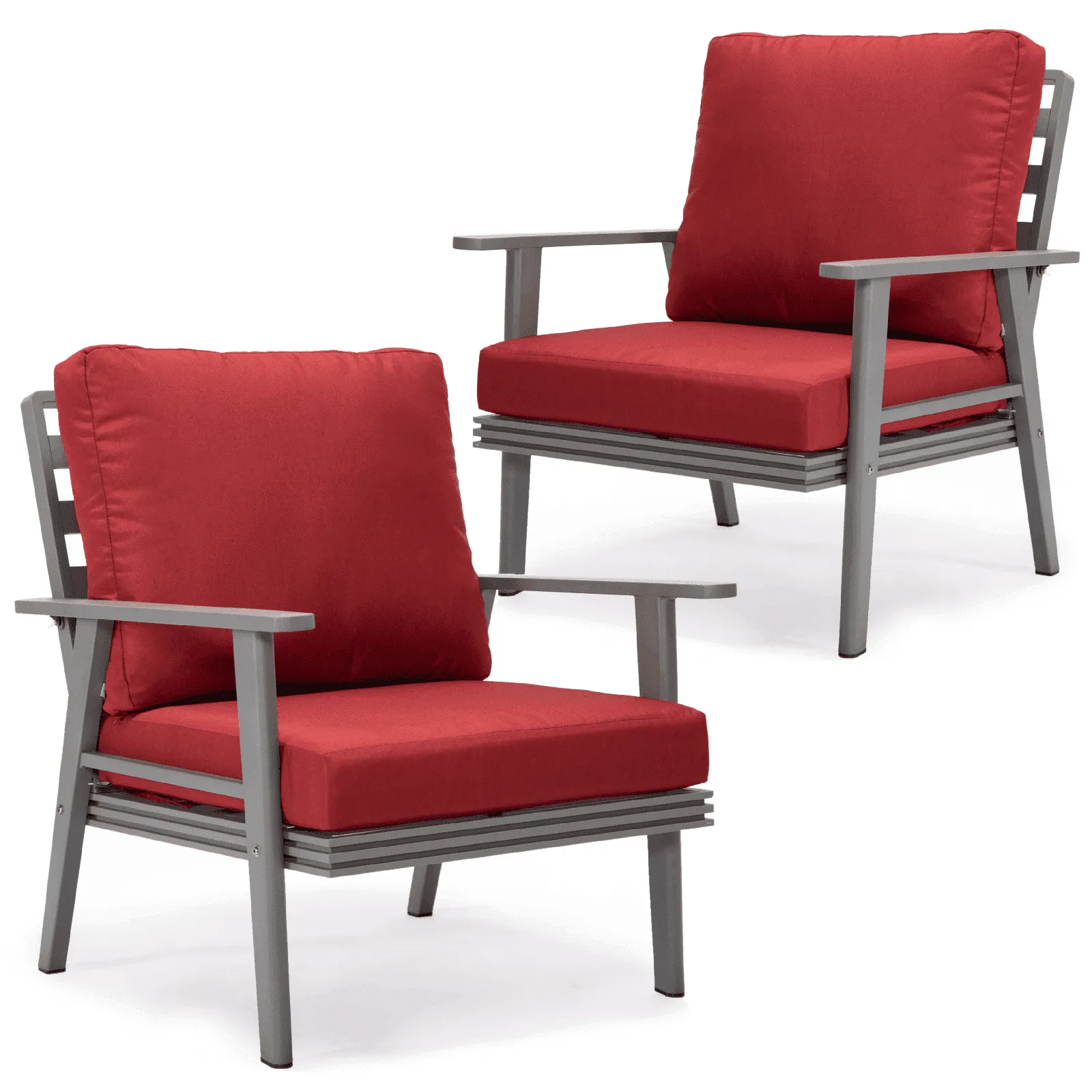Walbrooke Modern Grey Patio Arm Chair, Set of 2