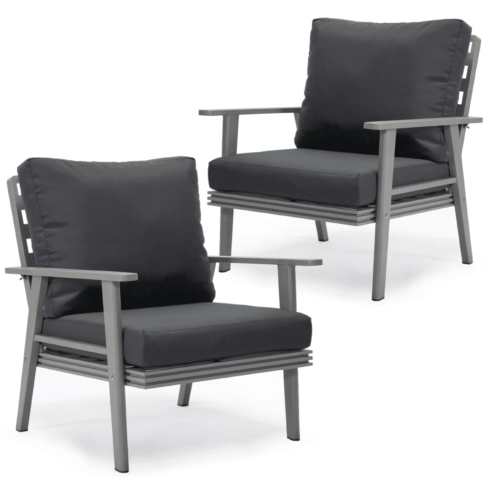 Walbrooke Modern Grey Patio Arm Chair, Set of 2