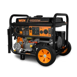 WEN DF1100T 11,000/8,300-Watt 120V/240V Dual Fuel Gasoline and Propane Powered Electric Start Portable Generator with Wheel Kit