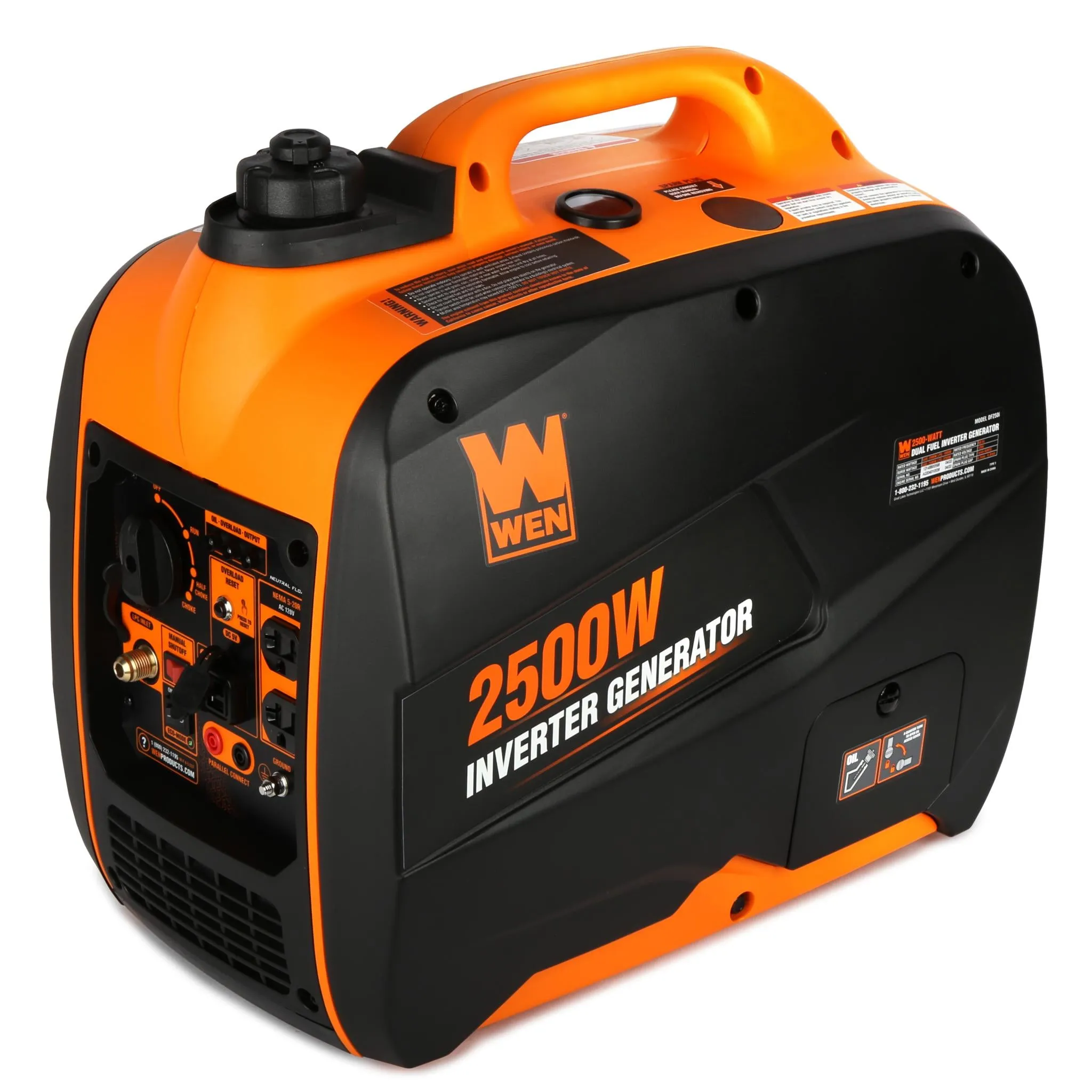 WEN DF250i Super Quiet 2500-Watt Portable Dual Fuel Inverter Generator with Fuel Shut-Off