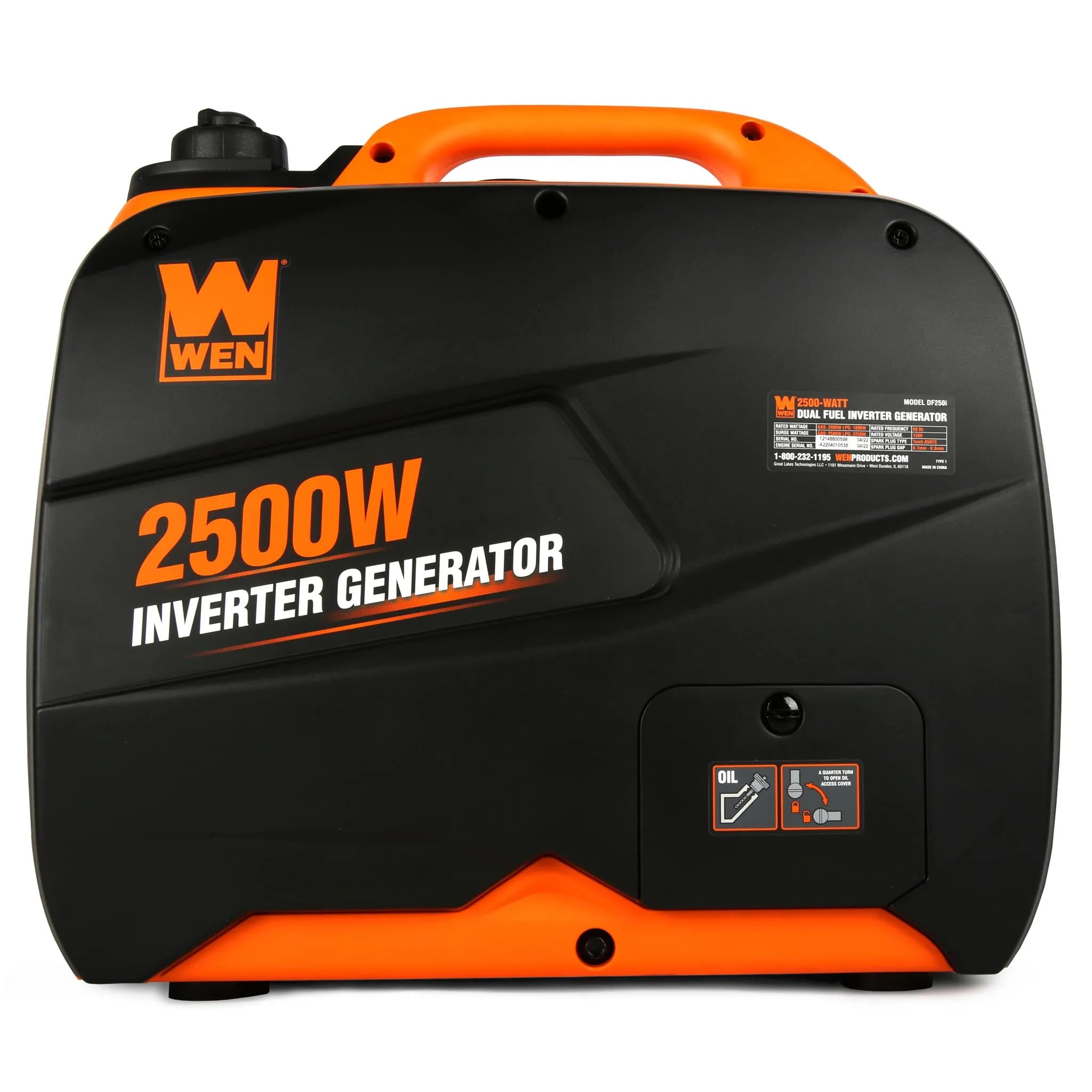 WEN DF250i Super Quiet 2500-Watt Portable Dual Fuel Inverter Generator with Fuel Shut-Off