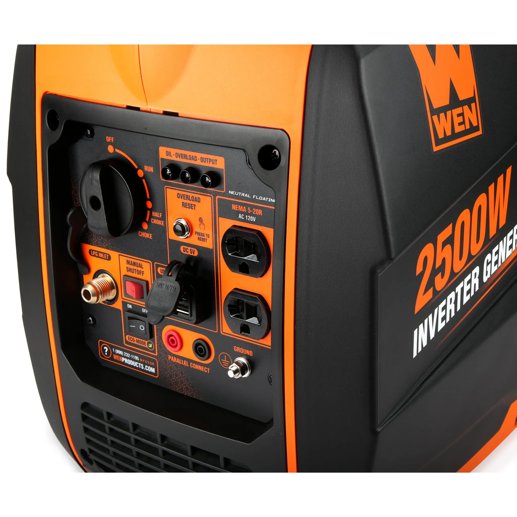 WEN DF250i Super Quiet 2500-Watt Portable Dual Fuel Inverter Generator with Fuel Shut-Off