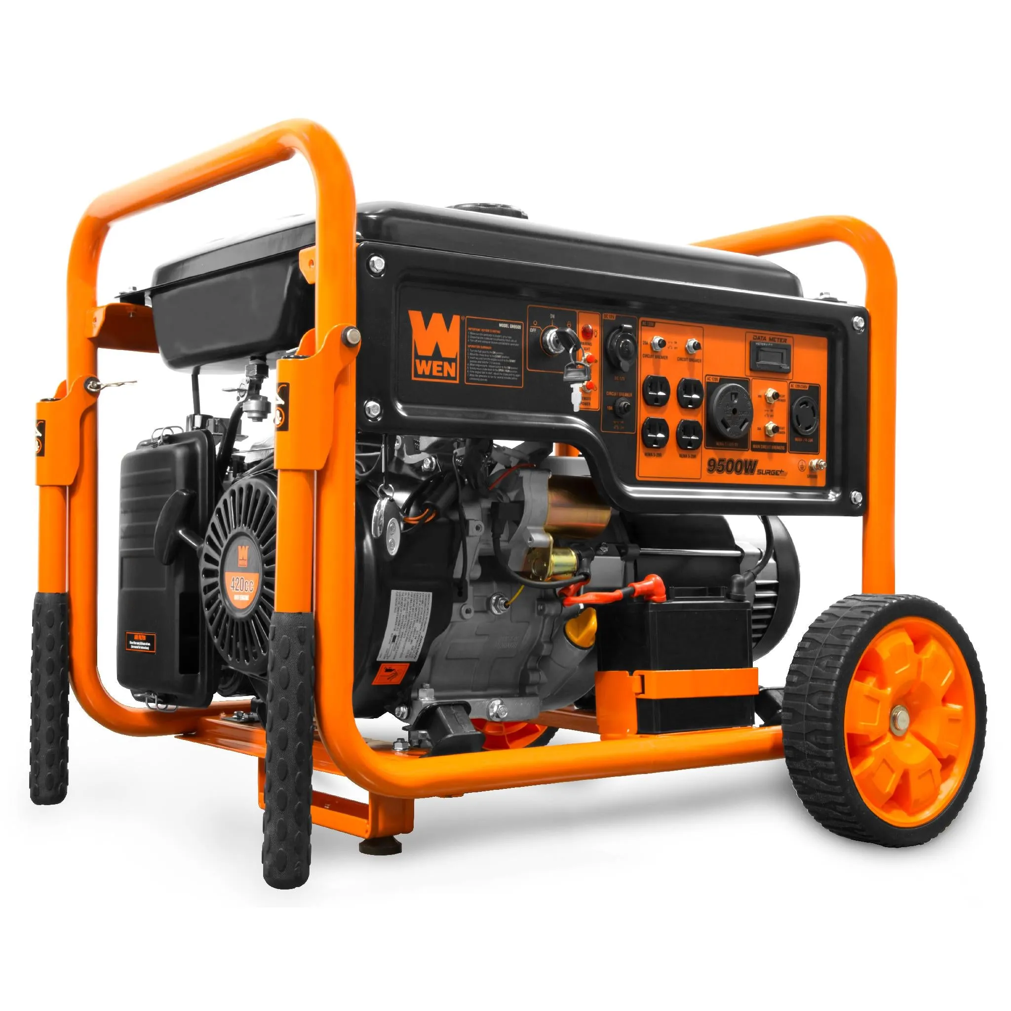 WEN GN9500 9500-Watt 420cc Transfer Switch and RV Ready 120V/240V Portable Generator with Remote Electric Start, CARB Compliant