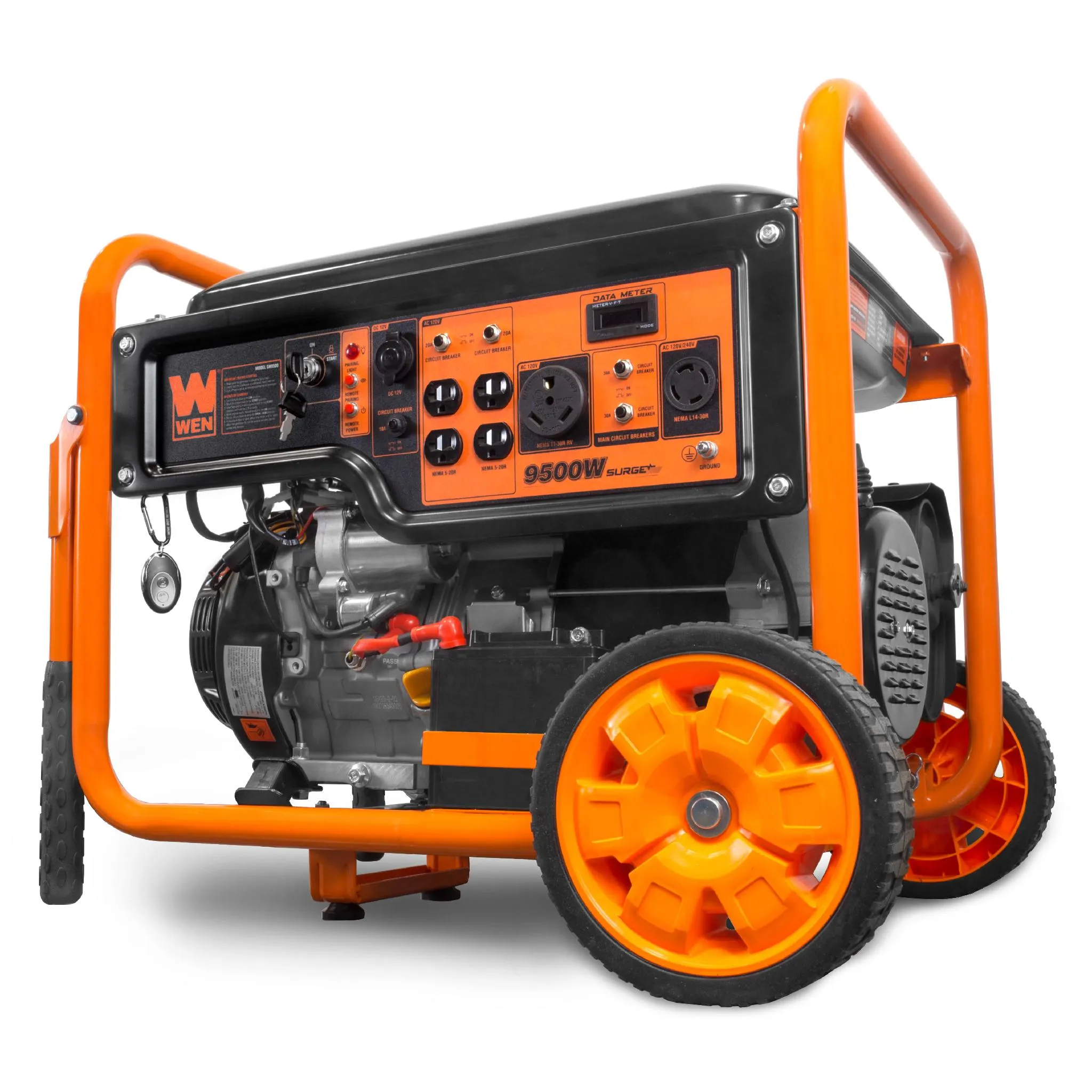 WEN GN9500 9500-Watt 420cc Transfer Switch and RV Ready 120V/240V Portable Generator with Remote Electric Start, CARB Compliant