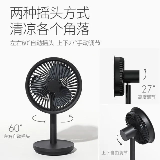 Xiaomi Desktop Fan 60 Degree Shaking Head Height Wind Speed Adjustable 4000mAh Type-C Chargeable Light Portable Fan SOLOVE Make